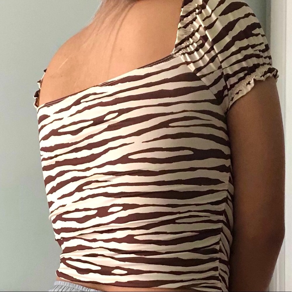 Brown Zebra Print Corset Top - Picture 2 of 2